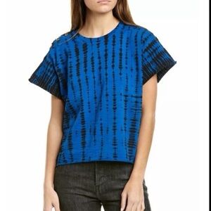 Nation LTD Blue Tie Dye‎ Snap Buttons Short Sleeve Terrin Top Size Small